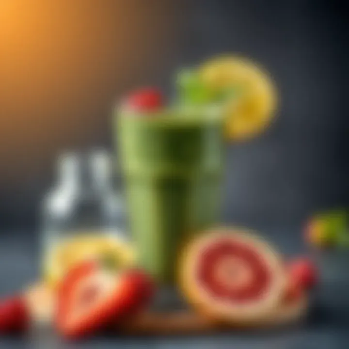 A refreshing smoothie featuring spirulina as a key ingredient, garnished with fresh fruits