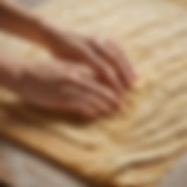 Layered sheets of dough ready for filling