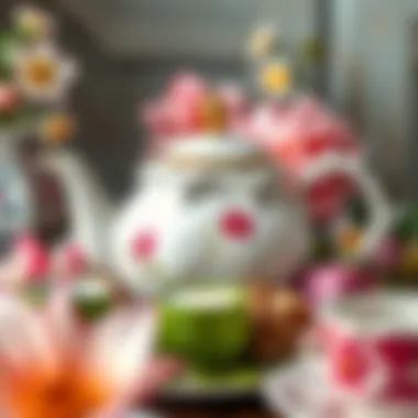 A beautiful teapot surrounded by flowers, representing hospitality