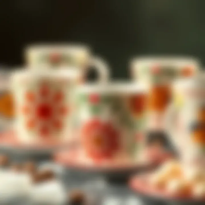 Close-up of Turkish coffee cups adorned with cultural motifs