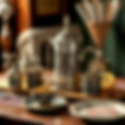 A beautiful traditional Turkish coffee set displaying intricate designs