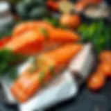 Freshly sourced local salmon on display