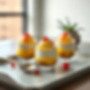 Elegant presentation of egg dessert in a modern setting