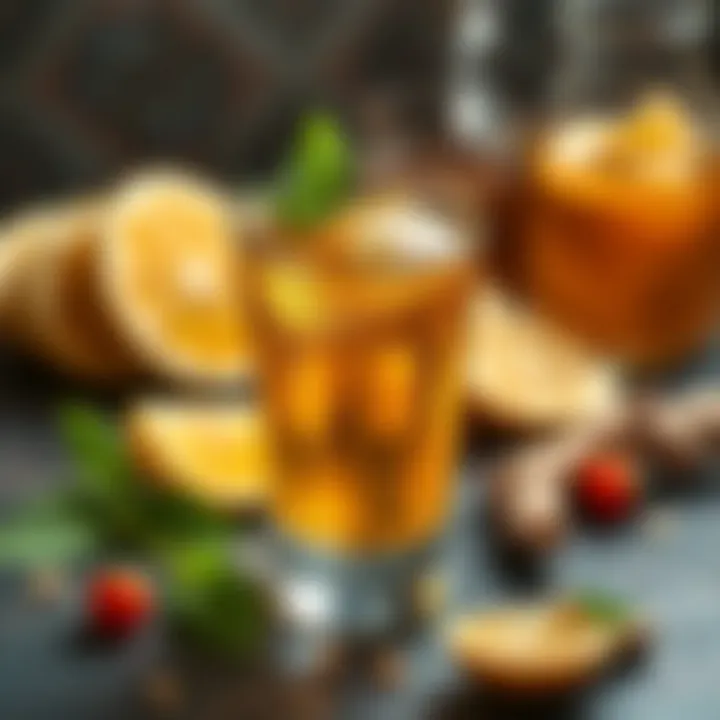 A refreshing ginger shot in a glass