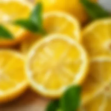 Freshly cut lemon slices highlighting their juicy segments and bright color